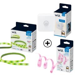 Wiz Smart LED Light Strip Starter Kit (2 m, Colored) + Wiz Smart LED Strip Extension Kit (1 m) + Wiz Wireless Indoor Motion Sensor (Bundle)