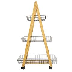 5Five Modern Bamboo 3 Level Trolley W/Wheels (54.5 x 35.5 x 88 cm)