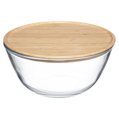 5Five Glass Salad Bowl W/Bamboo Lid (2.5 L)