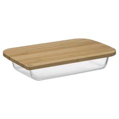 5Five Glass Rectangular Dish W/Bamboo Lid (31.2 x 19.8 x 5.5 cm)