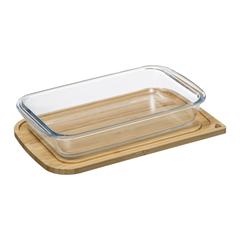 5Five Glass Rectangular Dish W/Bamboo Lid (31.2 x 19.8 x 5.5 cm)