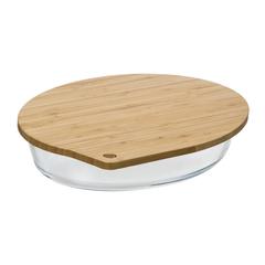 5Five Glass Oval Dish W/Bamboo Lid (32 x 22.5 x 7 cm)