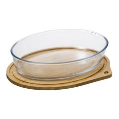 5Five Glass Oval Dish W/Bamboo Lid (32 x 22.5 x 7 cm)