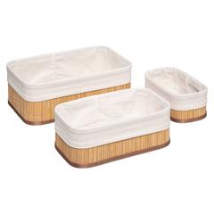 5Five Bamboo, Polyester Basket Set (30 x 20.5 x 12 cm, 3 Pc.)