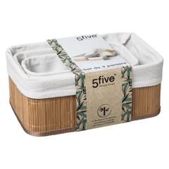 5Five Bamboo, Polyester Basket Set (30 x 20.5 x 12 cm, 3 Pc.)