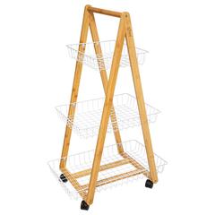 5Five Modern Bamboo 3-Level Trolley W/Wheels (54.5 x 35.5 x 88 cm)
