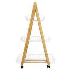 5Five Modern Bamboo 3-Level Trolley W/Wheels (54.5 x 35.5 x 88 cm)