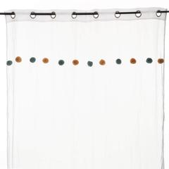 Atmosphera Polyester Curtain W/ Pompoms (140 x 240 cm)
