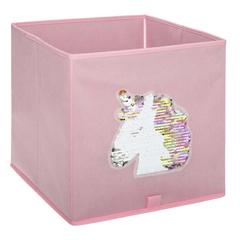 Atmosphera Polypropylene Unicorn Sequin Storage Box (29.5 x 29 x 29 cm)