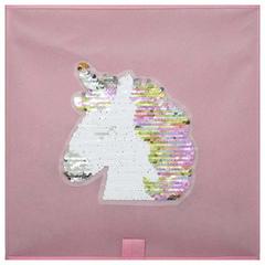 Atmosphera Polypropylene Unicorn Sequin Storage Box (29.5 x 29 x 29 cm)