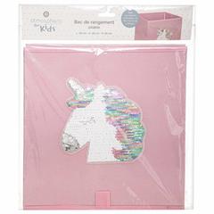 Atmosphera Polypropylene Unicorn Sequin Storage Box (29.5 x 29 x 29 cm)