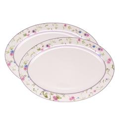 Orchid Ceramic Oval Plate Set (37 x 5 x 25.2 cm, 2 Pc.)