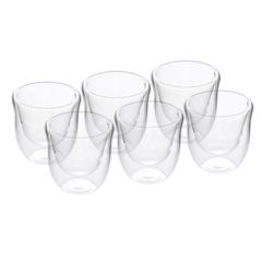 Neoflam Borosilicate Glass Double Wall Cawa Cup Set (21.8 x 14.5 x 7.5 cm, 70 ml, 6 Pc.)