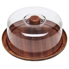 Evelin Bamboo & Acrylic Cake Serving Tray W/ Cover (28 x 28 x 7.5 cm)