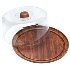 Evelin Bamboo & Acrylic Cake Serving Tray W/ Cover (28 x 28 x 7.5 cm)