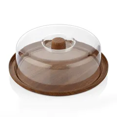 Evelin Wooden Cake Tray W/Cover