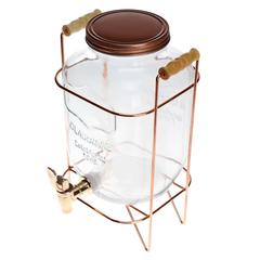 موزع مشروبات زجاجي هوم كرافت مع حامل ذهبي وردي (18.5 × 17.5 × 32 سم، 4 لتر)