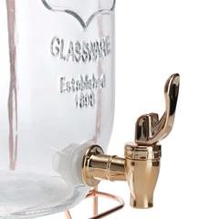 موزع مشروبات زجاجي هوم كرافت مع حامل ذهبي وردي (18.5 × 17.5 × 32 سم، 4 لتر)