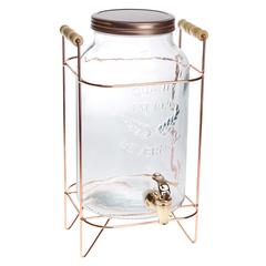 Homekraft Glass Dispenser W/ Rose Gold Stand (21 x 19.5 x 37 cm, 6 L)