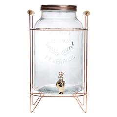 موزع مشروبات زجاجي هوم كرافت مع حامل ذهبي وردي (21 × 19.5 × 37 سم، 6 لتر)