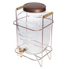 موزع مشروبات زجاجي هوم كرافت مع حامل ذهبي وردي (23 × 21.5 × 38.5 سم، 8 لتر)