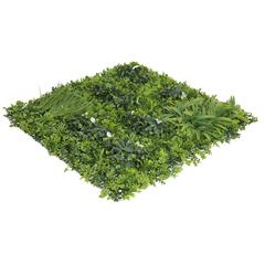 Premium PE Green Wall W/White Flowers (100 x 100 cm)