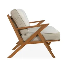 Argeles 3-Seater Acacia Wood Sofa W/Cushions (180 x 93.5 x 74.4 cm)