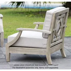كرسي استرخاء خشبي مفرد بذراعين مع مَرتبة ومخدة لويس (89 × 80 × 85.5 سم)