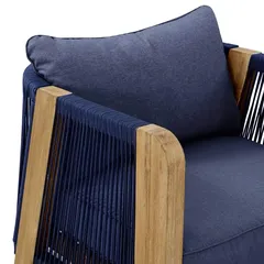 Almeria 1-Seater Acacia Rope Sofa W/Seat Cushion & Pillow (85 x 75 x 70 cm)