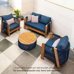 Almeria 2-Seater Acacia Rope Sofa W/Pillows (85 x 130 x 70 cm)
