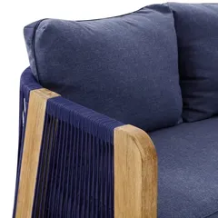 Almeria 2-Seater Acacia Rope Sofa W/Pillows (85 x 130 x 70 cm)