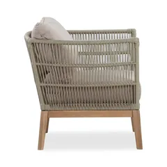 1-Seater Wood Rope Armchair W/Cushion South Keys (86 x 84 x 78 cm, 2 Pc.)