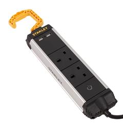 Stanley 2-Socket Power Bar W/2 USB Ports & Cable
