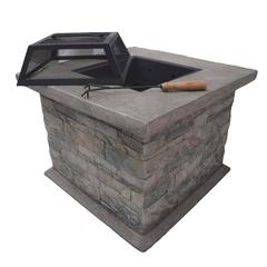 Stone Square Wood Fire Pit (65 x 65 x 50 cm)