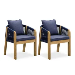 Almeria 1-Seater Acacia Wood Dining Chair W/Pillow (2 Pc.)