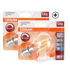 Osram LED Clear Filament E 27 Dimmable Bulb (12 W, Cool White, 2 Pc.)