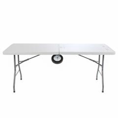 Creative 2-in-1 Plastic & Steel Outdoor Rolling Table (182.88 x 74.42 x 73.91 cm, White)