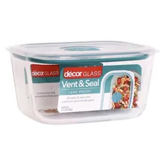 Vent & Seal Glass Food Container (600 ml, Oblong)