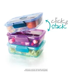 Decor Go Click & Stack Lunch Box (800 ml, Assorted Colors)