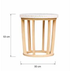 Living Accent Westland Acacia Wood Terrazzo Side Table (50 x 50 x 53 cm)