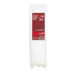 ACE Polypropylene Cable Tie Pack (27.94 cm, 100 Pc., White)