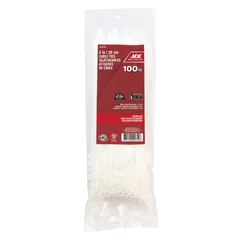 ACE Polypropylene Cable Tie Pack (20.31 cm, 100 Pc., White)