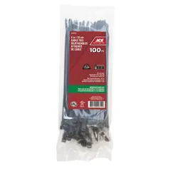 ACE Polypropylene Cable Tie Pack (Black, 20.31 cm, 100 Pc.)