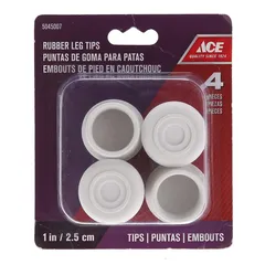 Ace Non-Slip Rubber Leg Tip (White, 2.54 cm, Set Of 4) 