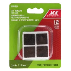 Ace Square Self-Adhesive Protective Felt Pads (1.905 cm, Brown)