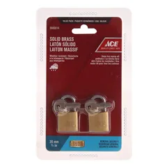 ACE Solid Brass Padlock Pack (20 mm, 2 Pc.)
