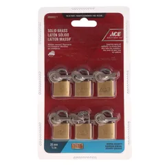 ACE Solid Brass Padlock Pack (20 mm, 6 Pc.)