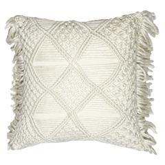 Hand-Knotted Macrame Chair Cushion (45 x 45 cm, Cream)