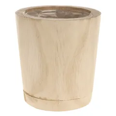 Mega Collections Acacia Wood Round Plant Pot (16 x 16 x 16.5 cm)