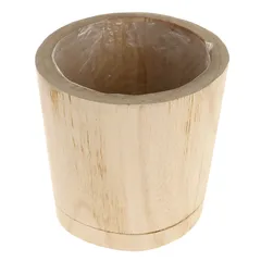 Mega Collections Acacia Wood Round Plant Pot (20.5 x 20.5 x 16.5 cm)